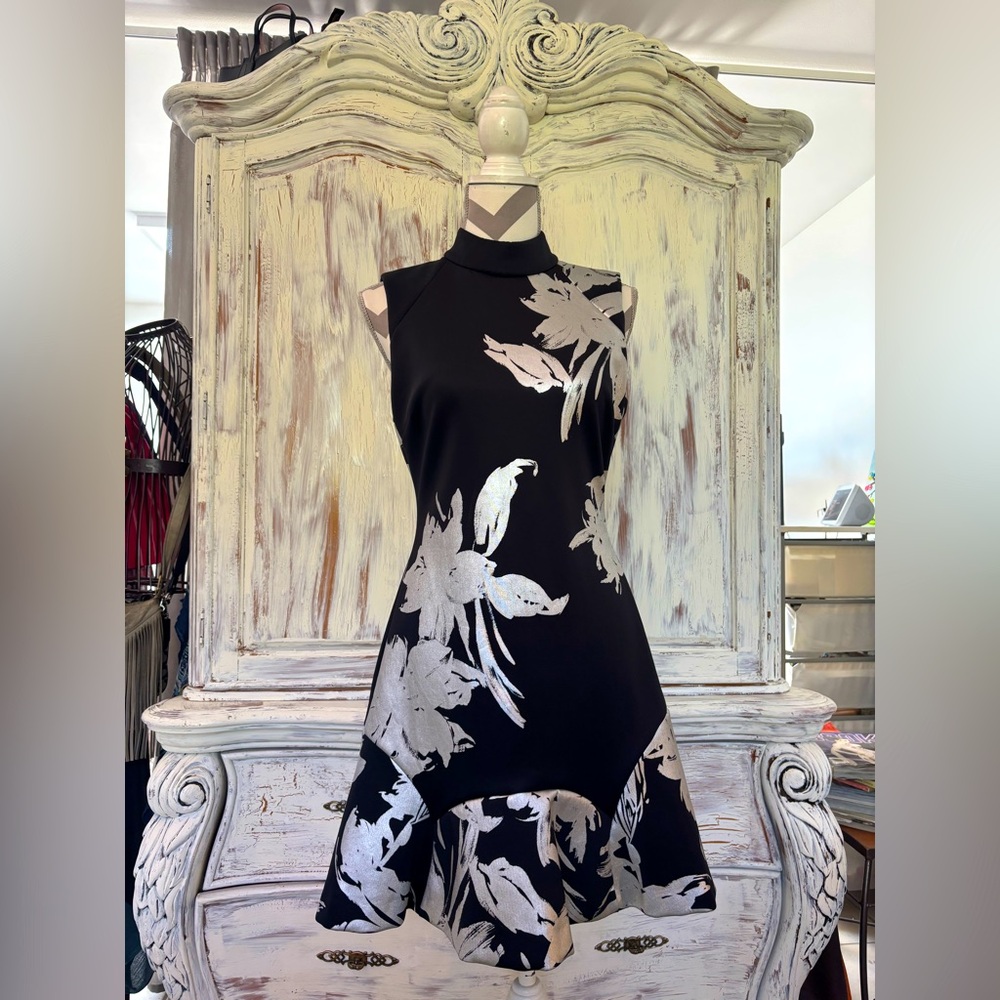 Karen Millen Black and White High-Low Floral Dress